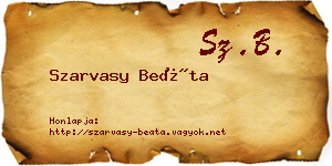 Szarvasy Beáta névjegykártya