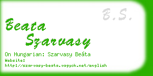 beata szarvasy business card