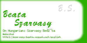 beata szarvasy business card